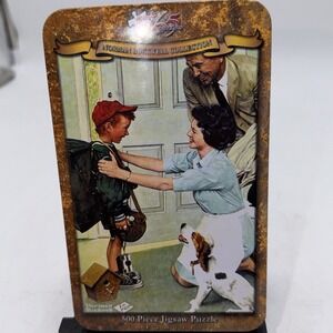 Norman Rockwell Collection 500 Piece Jigsaw Puzzle "Home From Camp" USA  Tin Box